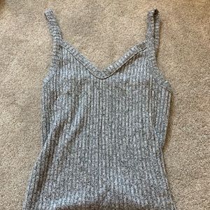 Gray and white knitted tank top